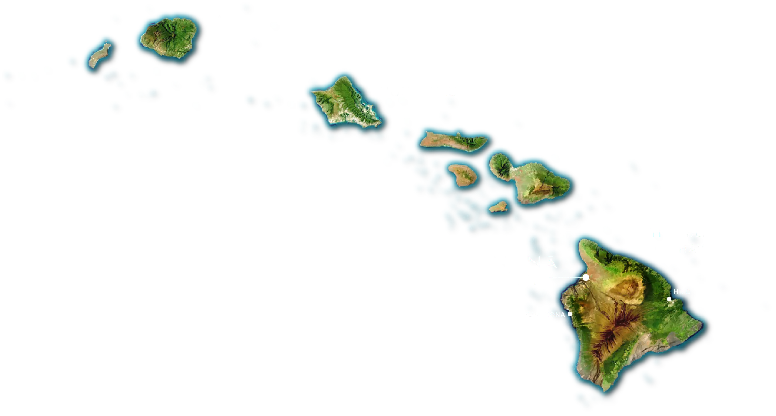 Map of Hawaiian Islands with labels and ocean.